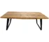 63-inch solid wood dining table with black iron sled base in natural oak finish