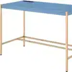 HMS 42" Navy Blue and Gold Writing Desk Elegant Computer Desk with Stylish Color Scheme – top view