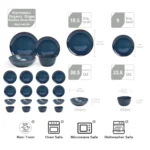 Set of six organic stoneware dinner plates with irregular edges and reactive glaze on a wooden table