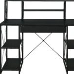HMS 47" Black Computer Desk with Shelf Drawer and Folding Feature Simple Minimalist Style for PC and Gaming – top view