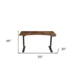 HMS 55 Adjustable Brown and Black Computer Desk Stylish Office Desk with Comfortable Ergonomic Design – top view