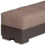 Goldoma 52-Inch Brown Chenille and Faux Leather Tufted Storage Ottoman – styled in a modern Ottomans & Benches setting