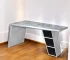 HMS 60" Silver Aluminum Writing Desk with Adjustable Height Durable Metal and Wooden Surface for Hotel or Living Room Use