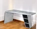 HMS 60" Silver Aluminum Writing Desk with Adjustable Height Durable Metal and Wooden Surface for Hotel or Living Room Use