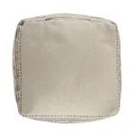 Goldoma 20-inch beige cotton tribal pouf ottoman with tufted stitching used as foot rest in living room