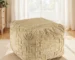 Goldoma 18" Natural Jute Cube Quatrefoil Pouf Ottoman – Handmade Storage Seat