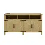 59'' Modern 4-Door Sideboard Buffet Power Outlets USB Ports Adjustable Shelves Half-Open Storage Cabinet Durable Home