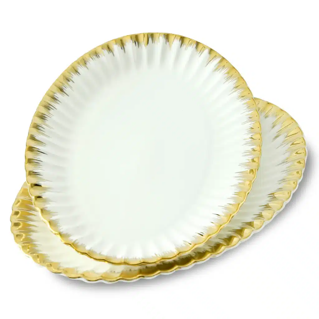 LETAOTAO Golden Edge Ceramic Tableware for Home Use; Western Dinner Plate, Steak, for Wedding Restaurant Dishes.