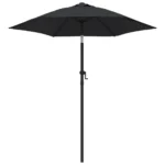 W2B VidaXL Garden Parasol Medium Black and Dark Grey Aluminum & Polyester Patio Umbrella with Base for Courtyard Use