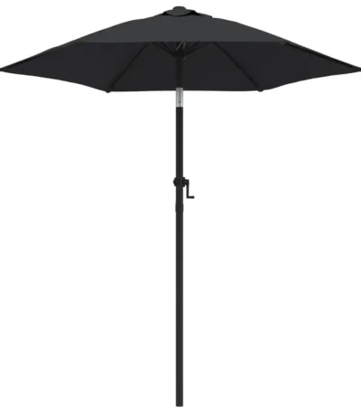W2B VidaXL Garden Parasol Medium Black and Dark Grey Aluminum & Polyester Patio Umbrella with Base for Courtyard Use