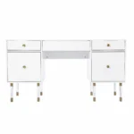 HMS 55 White Minimalist Design Writing Desk with Four MDF Drawers Office Furniture for Office Building or Bedroom Use