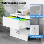 Office Storage Filing Cabinet 2 Drawer Lateral Metal File Cabinet with Lock for Letter/Legal/F4/A4 Size - Image 5