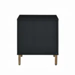 Modern black nightstand with silver crocodile pattern drawer fronts and gold legs – Goldoma
