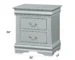 Elegant platinum finish nightstand with two drawers in a modern bedroom