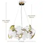 Modern Brass Ginkgo Leaf Chandelier Luxury Round Pendant Light Gold Chandelier for Dining Room Kitchen Island Living Room