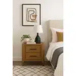 Modern 2-Drawer Wood Nightstand - Tan – top view