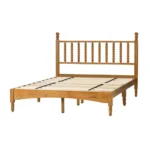 Goldoma solid wood bed frame with spindle headboard in king size, modern coastal oak finish