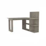 HMS 47" Light Gray L-Shaped Gaming Desk Portable and Foldable Computer Table with Shelf and Drawer for Office Use or Hotel