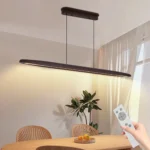 US Stock Free Shipping 51" Wood Linear LED Pendant Light Dimmable 36W Walnut Dining Table Pool Table Kitchen Island Fixture