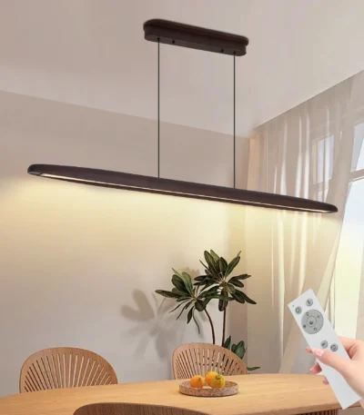 US Stock Free Shipping 51" Wood Linear LED Pendant Light Dimmable 36W Walnut Dining Table Pool Table Kitchen Island Fixture