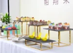 10 -18PCS Gold Shiny Metal Cake Snack Stand With Acrylic Plate Buffet Banquet Decor Wedding Floral Dessert Table Display Holder - Image 25