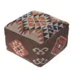 Goldoma 18" Brown Tribal Pouf Ottoman - Foldable Foot Stool for Living Room & Bedroom – side view