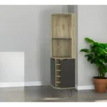 HMS 18" Brown and Black Bar Cabinet with Eleven Shelves Corner Cabinet Design - Image 2