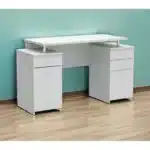HMS 51 White Computer Desk Simple Modern Design with Five Drawers and Shelf Adjustable Office Desk Made of Wood and Metal