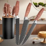 IOKO 7 PCS Stainless Steel Knife Set Utility Chef Slicing Sushi Steak Santoku Vegetable ABS Plastic Handle Kitchen Knife Set