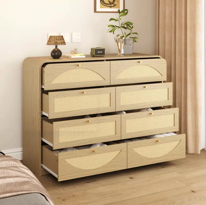 Natural Finish 8-Drawer Solid Oak Dresser