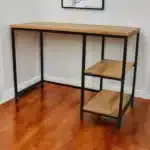 HMS 42" Solid Wood and Metal Computer Desk in Natural and Black Premium Computer Desks