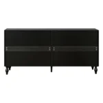 HMS 68 Modern Antique Traditional Carved Floral Sideboard Black and White Distressed Four-Door Home Furniture for Living Room - Image 6