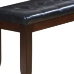 Modern entryway bench with black faux leather seat and espresso wood legs - Goldoma 48-inch upholstered bench