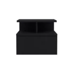 Adele floating nightstand black in a modern bedroom with drawer and open shelves for storage