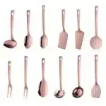 1PC Stainless Steel Non-Stick Rose Gold Kitchenware Long Soup Spoon Cooking Tools Metal Polish Mini Fork Slotted Turner