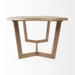 92-inch solid wood trestle dining table in natural and brown finish – perfect for family gatherings at Goldoma