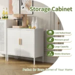 2-Door White FCJ Metal Storage Cabinet with 2 Adjustable Shelves Steel Garage File Cabinet for Home Office & School Gym