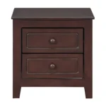 Mid century nightstand dark walnut with two drawers and classic design
