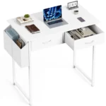 FCJ Ergonomic Laptop Table Wooden Metal Convertible Computer Desk for Small Home Office Bedroom for Writing Learning Hotel