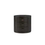 Modern oval nightstand with 3 drawers in dark wood finish – compact bedside storage unit