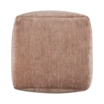 Beige chenille cube pouf ottoman 18-inch foldable square stool in modern living room