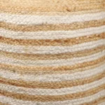 boho pouf ottoman - Goldoma 18 inch natural and white jute blend cylinder striped pouf ottoman