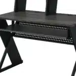 HMS 47" Modern Black Wood and Metal Computer Desk with Drawer Portable Office and Gaming Desk for Hotels – close-up detail