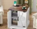 Rustic end table with USB charging station and farmhouse wood finish