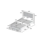 Goldoma queen storage bed with gray corduroy headboard and pine wood frame featuring under-bed drawers