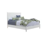 White carved solid wood California king bed frame with geometric design from Goldoma