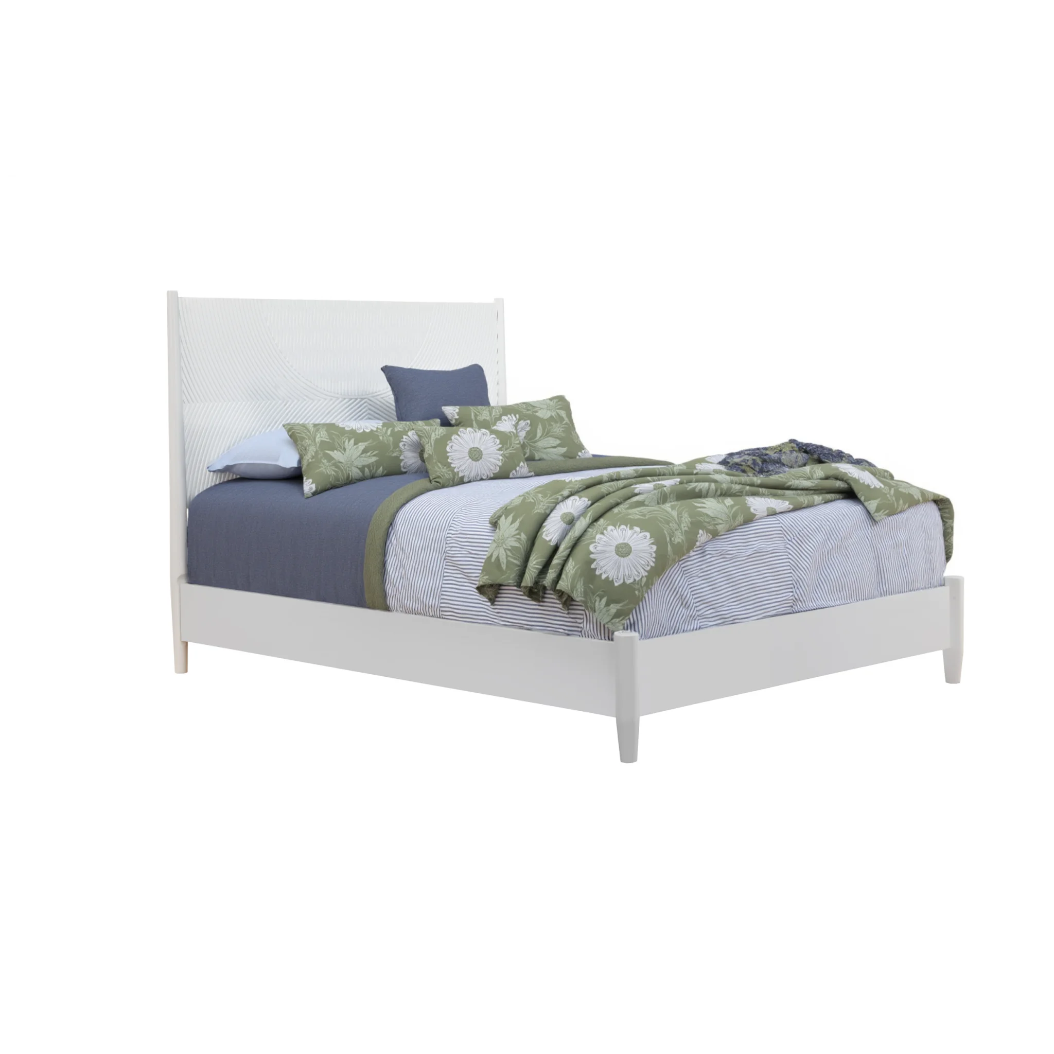 H371ba6cbb405475b91d1e45dd36004ffR.webp White carved solid wood California king bed frame with geometric design from Goldoma