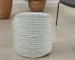 Goldoma 20" Blue Polyester Round Geometric Pouf Ottoman - Indoor Outdoor Stool