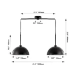 41" Industrial Modern Black Double Pendant Light,Adjustable Ceiling Hanging Lamp with Matte Finish for Dining Room(No Bulbs)