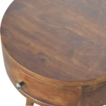 Nordic chestnut nightstand with drawer round solid wood bedside table Goldoma
